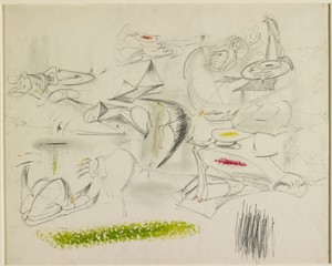 Arshile Gorky, Virginia Summer, 1946. Graphite and crayon on paper, 18 ⅞ × 23 ⅝ inches (47.9 × 60 cm)