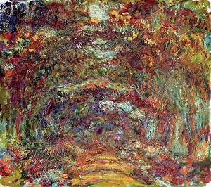 Claude Monet L'Allée de Rosiers, 1920–22. Oil on canvas 35 × 39 1/2 inches (89 × 100 cm) Musée Marmottan Monet, Paris