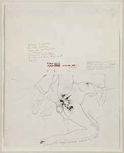 Hans Bellmer, Story of the Eye, 1946. Etching, red ink, and pencil on paper, 12 × 9 ¾ inches (30.5 × 24.8 cm)