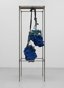 Roger Hiorns, Untitled, 2009. Engines, copper sulphate, and steel, 106 × 35 ½ × 35 ½ inches (269 × 90 × 90 cm)