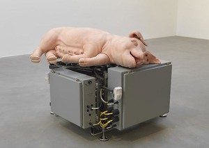 Paul McCarthy, Mechanical Pig, 2003–05. Silicone, platinum, fiberglass, metal, and electrical components, 40 × 58 × 62 inches (101.6 × 147.3 × 157.5 cm) © Paul McCarthy
