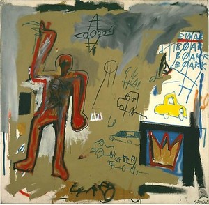 Jean-Michel Basquiat, Untitled (Red Man), 1981. Mixed media on canvas, 81 ½ × 83 ½ inches (207 × 212.1 cm)