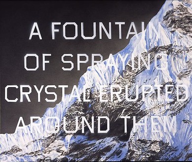 Ed Ruscha, Fountain of Crystal, 2009 Acrylic on canvas, 30 ⅛ × 36 ⅛ inches (76.5 × 91.8 cm)© Ed Ruscha
