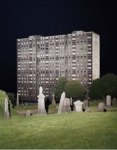Cyprien Gaillard, View of Sighthill Cemetery, 2008. Chromogenic print mounted on acrylic glass, 83 × 67 inches (211 × 170 cm)