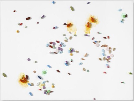 Damien Hirst, These Days, 2008–09 Metal, resin, and plaster pills and watercolor on canvas, 18 × 24 inches (45.7 × 61 cm)© Damien Hirst. All rights reserved, DACS 2010. Photo: Prudence Cuming Associates