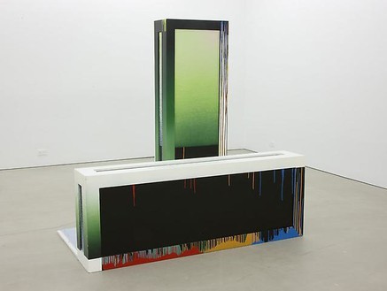 Dike Blair, That and This, 2009 Painted wooden crate, framed gouache and pencil on paper, 70 × 65 × 70 inches (177.8 × 165.1 × 177.8cm)Photo by Rob McKeever