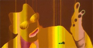 Ed Paschke, Dystonia, 1981. Oil on canvas, 42 × 82 inches (106.7 × 208.3 cm)