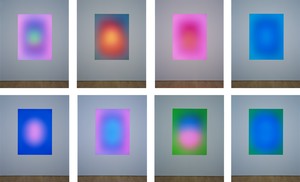 James Turrell, Sustaining Light, 2007 (8 views). Wood, computerized neon setting, and glass, 93 ¾ × 78 × 31 ½ inches (238.1 × 198.1 × 80 cm) © James Turrell. Photo: © Douglas M. Parker Studio