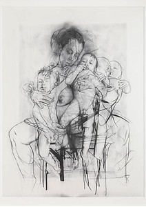 Jenny Saville, Reproduction drawing I (after the Leonardo cartoon), 2009–10. Pencil on paper, 89 ⅛ × 69 ½ inches (226.3 × 176.5 cm) © Jenny Saville