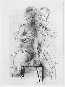 Jenny Saville, Reproduction drawing III (after the Leonardo cartoon), 2009–10. Pencil on paper, 89 ⅛ × 69 ½ inches (226.3 × 176.5 cm) © Jenny Saville
