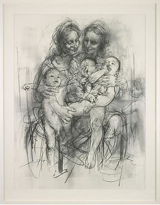 Jenny Saville, Reproduction drawing IV (after the Leonardo cartoon), 2010. Pencil on paper, 89 ¼ × 69 ⅝ inches (226.8 × 176.8 cm) © Jenny Saville