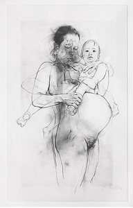 Jenny Saville, Reproduction drawing II (after the Leonardo cartoon), 2009–10. Pencil on paper, framed: 104 ½ × 69 ½ inches (265.5 × 176.5 cm) © Jenny Saville