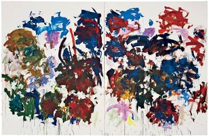 Joan Mitchell, Sunflowers, 1990–91. Oil on canvas, Diptych: 102 ¼ × 157 ½ inches (259.7 × 400 cm) © Estate of Joan Mitchell. Courtesy of the Joan Mitchell Foundation