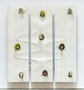 Jorge Pardo, Untitled, 2010. Acrylic on milled MDF, laser cut acrylic, high velocity fans, 3 panels: 84 × 80 × 1 inches overall (213.4 × 203.2 × 2.5cm) Photo by Douglas M. Parker Studio