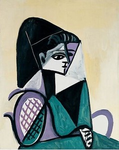 Pablo Picasso, Portrait de femme à la robe verte, May 1, 1956. Oil on canvas, 36 × 28 ¾ inches (91.5 × 73 cm) © 2010 Estate of Pablo Picasso/Artists Rights Society (ARS), New York