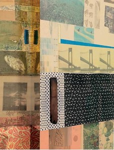 Robert Rauschenberg, Melic Meeting (Spread), 1979 (detail). Mixed media including solvent transfer on fabric collage, and mirror, 96 × 132 × 14 inches (243.8 × 335.3 × 35.6 cm)