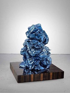 Anselm Reyle, Untitled, 2009. Bronze, chrome optics, patina, and plinth with Makassar ebony veneer, 46 ½ × 39 ⅜ × 39 ⅜ inches (118.1 × 100 × 100 cm), 1 of 8 unique versions © Anselm Reyle