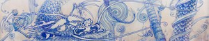Takashi Murakami, Dragon in Clouds – Indigo Blue, 2010. Acrylic on canvas mounted on board, 11 feet 11 inches × 59 feet (3.63 × 18 m) © Takashi Murakami/Kaikai Kiki Co., Ltd. All rights reserved