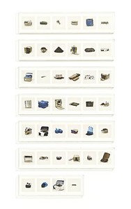 Taryn Simon, KHAT (ILLEGAL), 2010. 40 archival inkjet prints in 7 Plexiglas boxes, Box 1-6: 9 ¼ × 44 ½ × 2 ½ inches (23.5 × 113 × 6.4cm); Box 7: 9 ¼ × 30 × 2 ½ inches (23.5 × 76.2 × 6.4cm), edition of 4 Photo by Douglas M. Parker Studio