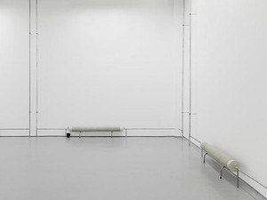 Tatiana Trouvé, Untitled (Radiators), 2010. Concrete and metal, in four parts, Two Parts at 6 × 6 × 74 inches (15 × 15 × 188 cm) + two parts at 6 × 6 × 51 ⅛ inches (15 × 15 × 130 cm)