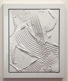 Anselm Reyle, White Earth, 2010 Mixed media on canvas, steel frame, effect lacquer, 26 ⅜ × 22 inches (67 × 59 cm)Photo by Costas Picadas