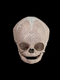 Damien Hirst, For Heaven's Sake, 2008 Platinum and pink diamonds, 3 ⅜ × 3 ⅜ × 3 ⅞ inches (8.5 × 8.5 × 10 cm)© Damien Hirst and Hirst Holdings Ltd. All rights reserved, DACS 2010