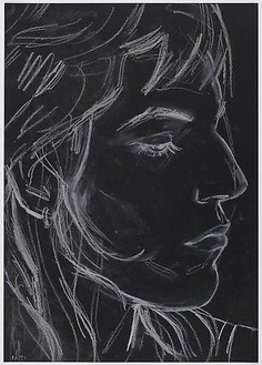 Elizabeth Peyton, Patti, 2011 Color pencil and pastel pencil on black paper, 11 ¾ × 8 ¼ inches, (29.8 × 21cm)