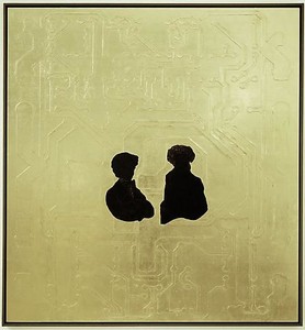 Ellen Gallagher, IGBT, 2008. Gesso, gold leaf, ink, varnish and cut paper on paper, 79 ½ × 74 inches (201.9 × 188 cm)