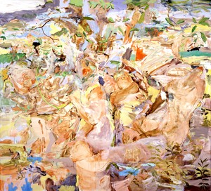 Cecily Brown, Figures in a Landscape 1, 2001. Oil on linen, 90 × 100 inches (228.6 × 254 cm) © Cecily Brown