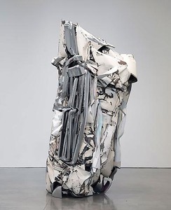 John Chamberlain, SUPERJUKE, 2011. Painted and chrome-plated steel, 117 × 72 ½ × 63 ¼ inches (297.2 × 184.2 × 160.7 cm) © Fairweather &amp; Fairweather LTD/Artists Rights Society (ARS), New York