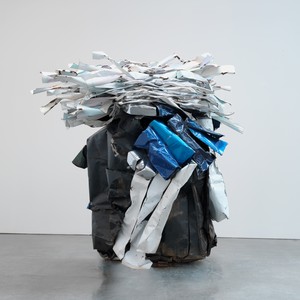 John Chamberlain, AWESOMEMEATLOAF, 2011. Painted and chrome-plated steel, 106 × 118 ¾ × 82 inches (269.2 × 301.6 × 208.3 cm) © Fairweather &amp; Fairweather LTD/Artists Rights Society (ARS), New York