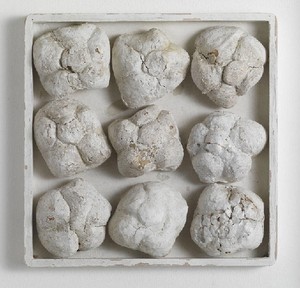 Piero Manzoni, Achrome, c. 1962. Bread and kaolin mounted on board, 10 ⅜ × 10 ⅜ inches (26.5 × 26.5 cm)