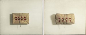 Piero Manzoni, Achrome, 1962. Two packages in wrapping paper, 27 ⅝ × 33 ½ inches each (70 × 85 cm)
