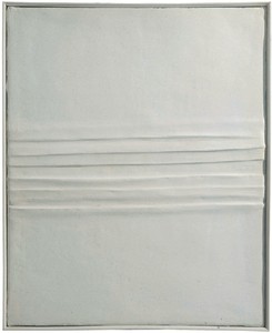 Piero Manzoni, Achrome, 1958–59. Kaolin and creased canvas, 21 11/16 × 17 11/16 inches (55 × 45 cm)