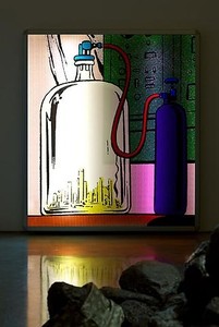 Mike Kelley, Lenticular 10, 2010. Lenticular panel, light box, 51 15 1/6 × 45 ¾ × 3 ½ inches (129.5 × 0.4 × 116.2 cm), edition of 5 Photo by Fredrik Nilsen