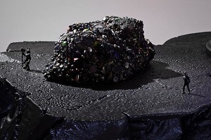 Mike Kelley, Kandor 19 B, 2010 (detail). Foam coated with Elastomer, blown glass with water-based resin coating, tinted Urethane resin, wood, found objects, lighting fixture, 31 ½ × 49 × 43 inches overall (80 × 124.5 × 109.2 cm) Photo by Fredrik Nilsen