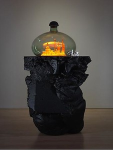 Mike Kelley, Kandor 18B, 2010. Foam coated with Elastomer, blown glass with water-based resin coating, tinted Urethane resin, wood, found objects, lighting fixture, 87 × 36 × 48 inches (221 × 91.4 × 121.9 cm) Photo by Fredrik Nilsen