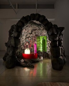 Mike Kelley, Kandor 10 A, 2010. Foam coated with Elastomer blown glass with water based resin coating, wood, Enamel Urethane rubber, acrylic paint, lighting fixtures, clothing and Lenticular 10, 11 × 16 × 12 feet overall (3.4 × 4.9 × 3.7 m) Photo by Fredrik Nilsen
