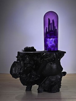 Mike Kelley, Kandor 19 B, 2010 Foam coated with Elastomer, blown glass with water-based resin coating, tinted Urethane resin, wood, found objects, lighting fixture, 31 ½ × 49 × 43 inches overall (80 × 124.5 × 109.2 cm)Photo by Fredrik Nilsen