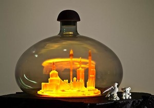 Mike Kelley, Kandor 18B, 2010 (detail). Foam coated with Elastomer, blown glass with water-based resin coating, tinted Urethane resin, wood, found objects, lighting fixture, 87 × 36 × 48 inches (221 × 91.4 × 121.9 cm) Photo by Fredrik Nilsen