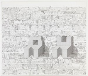 Paul Noble, Ah, 2010. Pencil on paper, 35 ⅜ × 41 5/16 inches (90 × 105 cm)