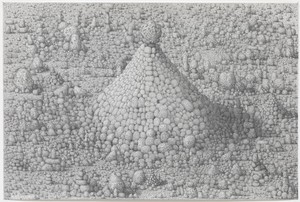Paul Noble, Cathedral, 2011. Pencil on paper, 19 ⅞ × 30 inches (50.5 × 76.3 cm)