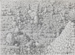 Paul Noble, Cathedral, 2011 (detail). Pencil on paper, 19 ⅞ × 30 inches (50.5 × 76.3 cm)