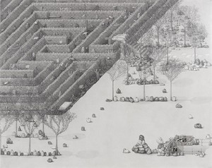 Paul Noble, Welcome to Nobson, 2008–10 (detail). Pencil on paper, 20 panels: 178 × 281 ½ inches overall (452 × 715 cm)