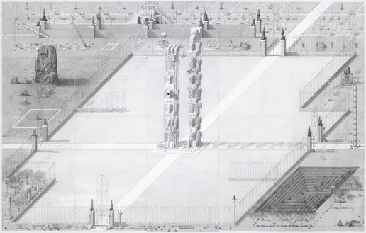 Paul Noble, Welcome to Nobson, 2008–10 Pencil on paper, 20 panels: 178 × 281 ½ inches overall (452 × 715 cm)
