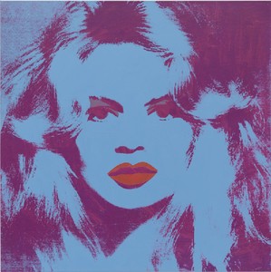 Andy Warhol, Brigitte Bardot, 1974. Acrylic, silkscreen ink, and pencil on linen, 47 ¼ × 47 ¼ inches (120 × 120 cm) © 2011 The Andy Warhol Foundation for the Visual Arts, Inc./Artists Rights Society (ARS), New York