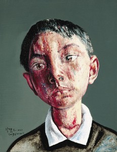 Zeng Fanzhi, Portrait 09-7-1, 2009. Oil on canvas, 17 ⅜ × 13 ⅜ inches (44 × 34 cm) © Zeng Fanzhi Studio