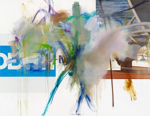 Albert Oehlen, Untitled, 2009–11. Oil and paper on canvas, 82 ¾ × 106 ⅜ inches (210 × 270 cm) © Albert Oehlen