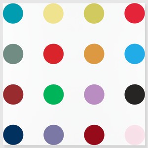 Damien Hirst, Isonicotinoyl Chloride, 2005. Household gloss on canvas, 84 × 84 inches (213.4 × 213.4 cm) © Damien Hirst and Science Ltd. All rights reserved, DACS 2012