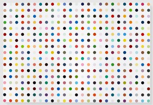 Damien Hirst, Isonicotinic Acid Ethyl Ester, 2010–11. Household gloss on canvas, 99 × 147 inches (251.5 × 373.4 cm) © Damien Hirst and Science Ltd. All rights reserved, DACS 2012